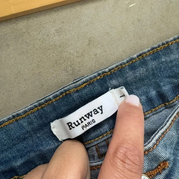 Runway Paris Vintage Style Pearl Embellished Skinny Jeans Sz L (Fits US 10/12) - Picture 4 of 12